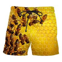 Bee Honey 3D spausdinti vyriški šortai Unisex Streetwear šortai Vasaros paplūdimio poliesterio laisvalaikio plaukimo šortai XL