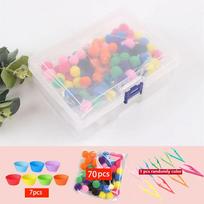3 metų vaikų vaivorykštės spalvų skaičiavimo pomponai žaislai rūšiavimo puodelis Montessori sensoriniai žaislai ikimokyklinio amžiaus mokymosi veiklos matematiniai žaislai white