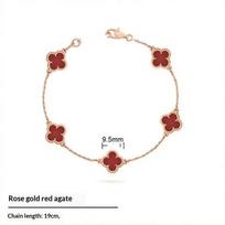 High-end Version Four-leaf Clover Mini Five-flower Bracelet for Women Rose Gold with Chalcedony and Red Agate Mini Bracelet