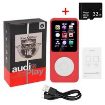 Mini MP3 MP4 grotuvai FM radijas Su Bluetooth suderinamas 5.4 stereo muzikos grotuvas, nešiojamasis garsiakalbis, palaikymas FM TF kortelės E-knygos diktofonas Integruotas mikrofonas With 32G TF Card raudona