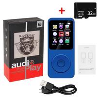 Mini MP3 MP4 grotuvai FM radijas Su Bluetooth suderinamas 5.4 stereo muzikos grotuvas, nešiojamasis garsiakalbis, palaikymas FM TF kortelės E-knygos diktofonas Integruotas mikrofonas With 32G TF Card mėlyna
