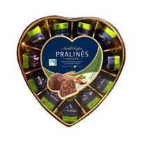 Pieninio šokolado saldainiai su lazdynų riešutų kremu ir traškiu javų įdaru MAITRE TRUFFOUT PRALINES, 165 g