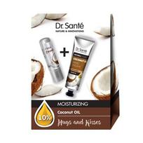 Rinkinys DR. SANTE HUGS AND KISSES COCONUT OIL: Rankų kremas 30 ml + lūpų balzamas 3,6 g
