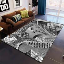 Escher stiliaus meno iliustracijos kilimas Architektūrinis dizainas Modernus dekoratyvinis kilimas svetainei Namų interjero dekoravimui 60*90cm