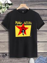 Harajuku Klasikiniai Mano Negra Manu Chao Logotipo Marškinėliai Medvilniniai plati Unisex Vasariniai apvalia kakleliu trumpomis rankovėmis Streetwear S