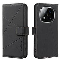 Įspaudžiamas linijinis kortelių lizdas piniginė odinis dėklas Xiaomi Redmi Note 15 14 Pro Plus 13 14C 13C atraminė kojelė plonas priglundantis krepšys atverčiamas dangtelis Redmi Note 14 Pro 5G (Global) juoda
