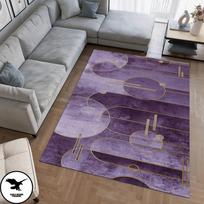 Modernus kilimas, Violetinis šaltas, Abstraktaus rašto kilimas 60*90cm