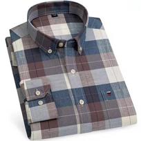 Vyriški universalūs kasdieniai languoti Oxford medvilniniai marškiniai su viena kišenė, ilgomis rankovėmis, standartinio kirpimo, su sagomis, Gingham dryžuoti 7XL 6XL 38