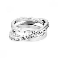 Pandora 199057c01 Signature Crossover Pav  Triple Band Silver Ring 199057C01-48