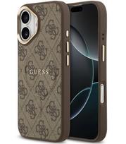 Rudas dėklas Apple iPhone 17 telefonui "Guess PU Leather 4G Gold Frame MagSafe Case"