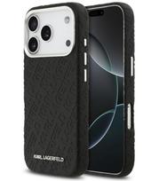 Juodas dėklas Apple iPhone 17 Pro telefonui "Karl Lagerfeld Grained PU Repeated Logo MagSafe Case"