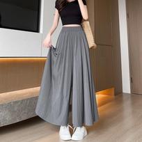 Yamamoto Women's High Waist A-Line Midi Culottes - Summer 2025 Ice Silk Casual Wide Leg Pants S (80-100 lbs)