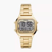 Fossil Retro Skaitmeninis Auksinis Ciferblatas Auksinis Plieno Dirželis Laikrodis Vyrams - FS5843 beige