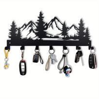 Metal Key Hanger Stand Ornamental Organizing Hooks with Mountain Forest Design Jackets Storage Wall Hooks Decorative Home Gift juoda