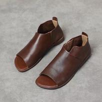 Moteriški vasariniai batai Prabangūs dirbtinės odos Ankle Barefoot batai Moterims Mada 2024 Mokasinai Lauko Mados Kulniukai Sandalai 35 ruda
