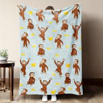 Smalsiojo Džordžo Beždžionės ir Banano Rašto Flanelinis pledas - Minkštas, Jaukus, Šiltas | Puikiai tinka ant sofos/lovos/biure 30x40in