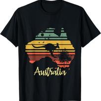 Vintage Land Map Australia Day Australian Kangaroo T-Shirt S juoda