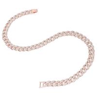 22in Cuban Necklace Alloy Diamond Link Chain Choker Stylish Neck Jewellery for Couples WomanRose Gold