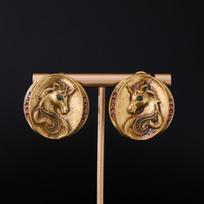 Retro Horse Head Diamond-Encrusted Earrings Niche And Fashionable Design Earrings Vintage  Jewelry Gift