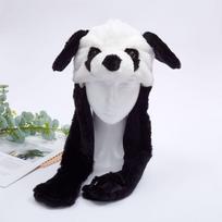 Žavinga gyvūno kepurė su judančiomis ausimis - Šilta vaikiška animacinio stiliaus kepurė su oro pagalvės žaislo funkcijomis One Size panda spalva