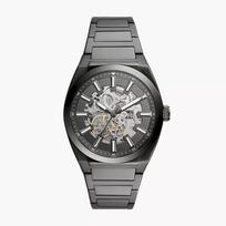 Everett Business Skeleton Vyriškas automatinis laikrodis, Sidabrinis nerūdijančio plieno elegantiškas laikrodis ME3206