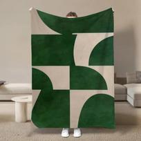 1 vnt. smaragdo žalios smėlio spalvos abstraktaus minimalistinio flanelinio pledo, patogaus, šilto ir minkšto sofos pledo, tinkamo visiems metų laikams. 30x40in