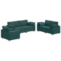 vidaXL Sofa 3 pcs Tamsiai žalia 219 x 80 x 82 cm Lino mišinio audinys