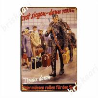 Antrojo pasaulinio karo vokiškas plakatas.. Pirmiausia pergalė, tada atostogos Metaliniai ženklai Sienų tapyba Kino teatras Individualus skardinis ženklas Plakatas 20x30cm（7.8x11.8inch）