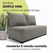 Dvivietis išskleidžiamas sofos Simple Mini, Podrez, šviesiai pilkos spalvos