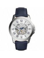 Fossil vyriškas automatinis mechaninis odinis trijų rodyklių laikrodis Nerūdijančio plieno korpusas/Atsparus įbrėžimams stiklo veidrodėlis ME3111 mėlyna