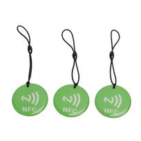 10PCS NFC Key Fobs Green Color NTAG213 Chip 35CM Portable Programmable NFC Keychain Tag