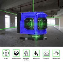 Multifunctional 12 Lines Green Light Laser Level 3 degrees  Self leveling Machine Rechargeable Lithium Battery Leveling