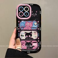 High-End Xiaomi 17 Pro Max Case: Full Coverage Black & Pink Cat Design with Lanyard Xiaomi 17 Pro Max