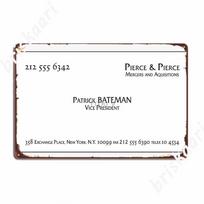 Patrick Bateman vizitinė kortelė Metalinės lentelės Kino svetainė Šventė Pritaikoma Tapyba Dekoras Skardinė lentelė Plakatai 20x30cm