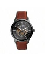 Fossil-Townsman Atsitiktinis vyriškas automatinis laikrodis Apvalus ciferblatas ir odinė apyrankė Madingas laikrodis Tinka kasdienai Vyriškas gimtadienio šventės dovana ME3181 pilka spalva