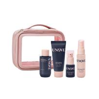 UNOVE kelioninis plaukų priežiūros rinkinys (Šampūnas 52ml Saldus vėjelis + Kaukė 40ml Švelnus žydėjimas + Aliejaus esencija 10ml Švelnus žydėjimas + Purškiklis 30ml)