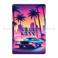naktis Majamyje: vaporwave dvasios Senas automobilis Vice City Metalo dekoracija Klubas vakarėlis Tapyba dekoras Kino teatras Skardos ženklas Plakatai 20x30cm