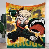 My Hero Academia Bakugo Action Pose Fleece Blanket - Vibrant and Cozy Anime Throw with Spiky Blonde Hair Design, Perfect for Fan 30x40in
