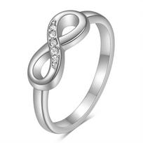 European American 6MM Infinity Stainless Steel Ring with Micro-Paved Diamonds - Versatile Women's Jewelry Size 9