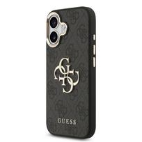 GUESS PU Leather 4G Metal Logo Gold Frame Case for iPhone 17 / Black
