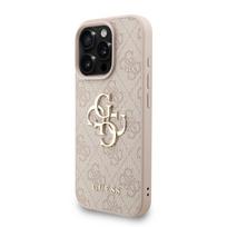 GUESS PU 4G Metal Logo Strap Case for iPhone 16 Pro Max / Pink
