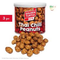Žemės riešutai su tajų čili, Thai Chilli Peanuts, Golden Turtle Brand, 3x140g