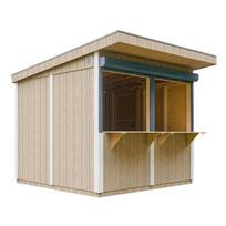 Premium kokybės medinis prekybinis kioskas Timbela M950, H240x248x305 cm, su dažų rinkiniu TERRA BROWN