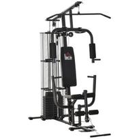 "HOMCOM Gym Multigym" treniruoklių stotelė su svarmenimis, kojų pritraukimu ir kojų lenkimu, metalas ir PU dirbtinė oda, juoda