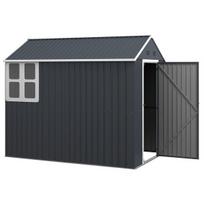 Sodo namelis, metalinis įrankių namelis, dvigubos durys, langai, 259x172x222 cm, pilkos/baltos spalvos