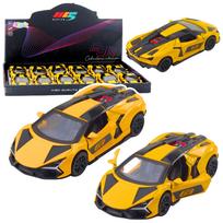 Lenktyninis automobilis metalinis 1:32 geltonas su atidaromomis durimis
