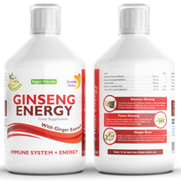 Swedish Nutra - Ginseng Energy skystas energijos papildas su ženšeniu, imbieru, vitaminu C ir B12, 500 ml