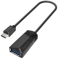 Adapteris Hama USB-C - USB 3.2 USB-C male, USB female, juoda sp.