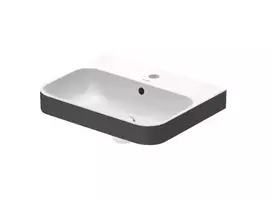 Duravit Happy D.2 -  praustuvas 50 x 40 cm, su perpildymo anga, maišytuvo skyle, WonderGliss, balta/matinė antracito spalvos 23605061001