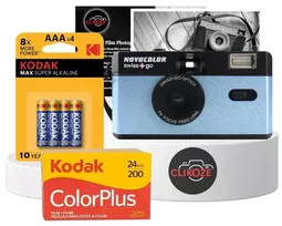 Novocolor Swiss+Go 35mm Analog Camera Blue (incl. Film, Case & Battery)